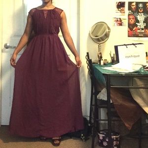 David’s Bridal Wine Bridesmaid Dress